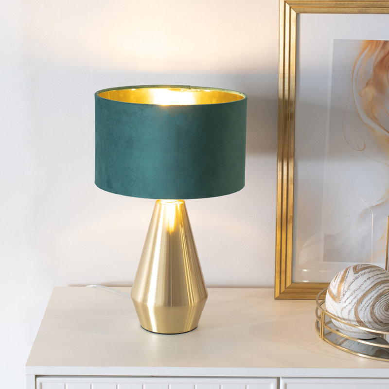 Alamar Metal Table Lamp, No, Green, Gold