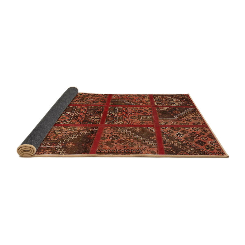 Tapis traditionnel rouge / bourgogne, Rond 3 pi