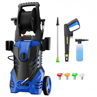 Electric Pressure Washer 4200PSI MAX 2.5GPM, Extension Hose Reel, Powerful Grime Removal, Flexible Cleaning, with 4 Spray Nozzle, 500ML Foam Cannon, S
