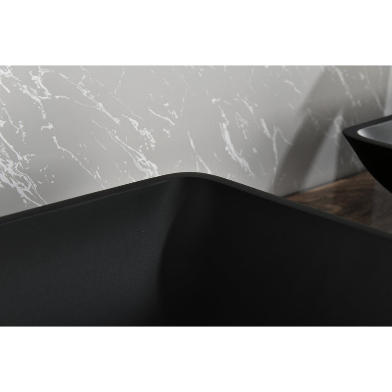 Rectangular Matte Black Glass Vessel Bathroom Sink. 22" X 14" 4". With Faucet & Pop-Up Drain. To Rust And Corrosion. Complete Solution 14". Elegant Style. Corrosion .