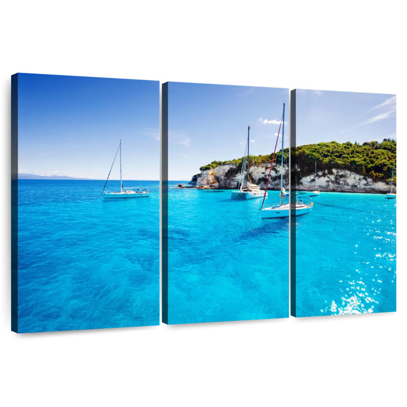 Mehar voiliers à l'île de Paxos, H 32 po x l 50 po