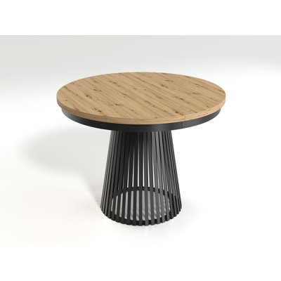 Extendable Round Metal Base Dining Table