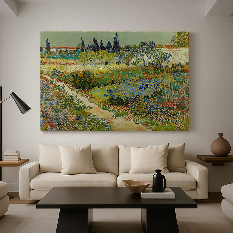 Jardin fleuri avec sentier-Vincent van Gogh-Toile tendue avec châssis-1888, 32 x 48