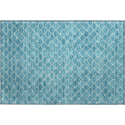 Premium Machine Washable Prisco Teal Rug