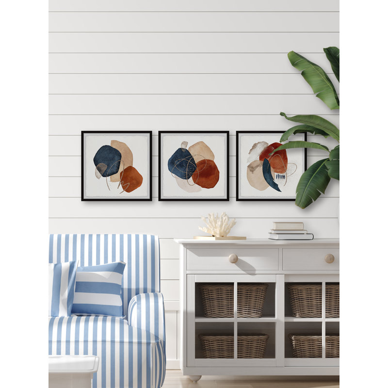 Sapphires and Rubies Triptych by Marmont Hill - 3 Piece Picture Frame Painting Set, 30" H x 30" W x 3.81" D