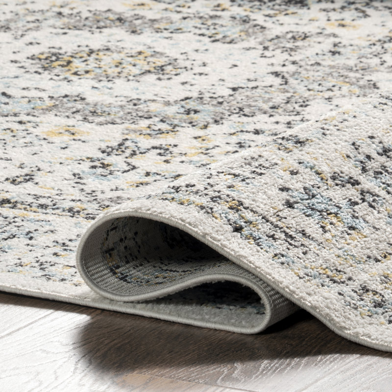 Julieann Power Loom Performance Oriental Gray/Charcoal Rug, Rectangle 9' x 12'