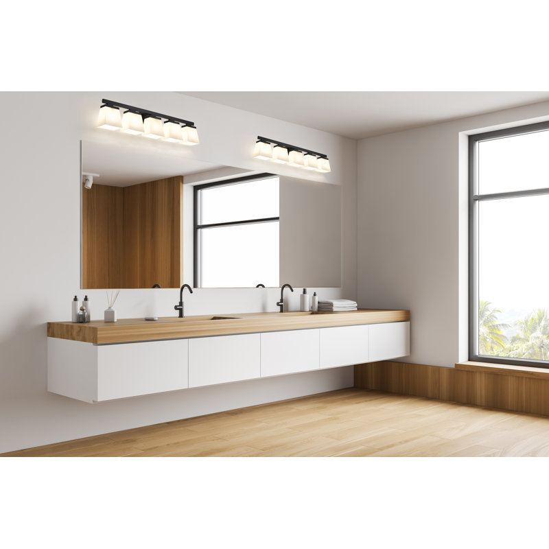 Meuble-lavabo 5 lumières Panora, Noir mat
