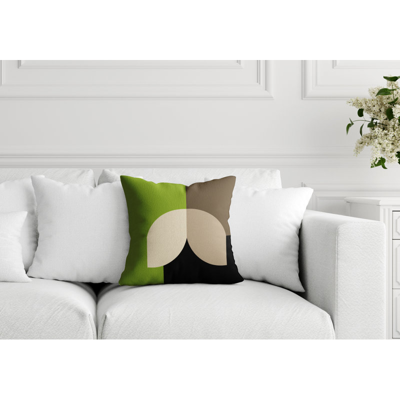 Nini Outdoor Reversible Throw Pillow, 15" x 15", Chartreuse