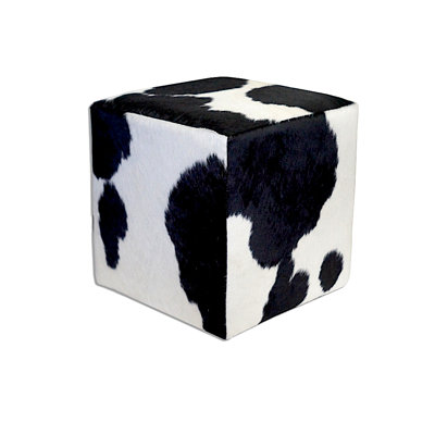 Square Ottoman in Black and White