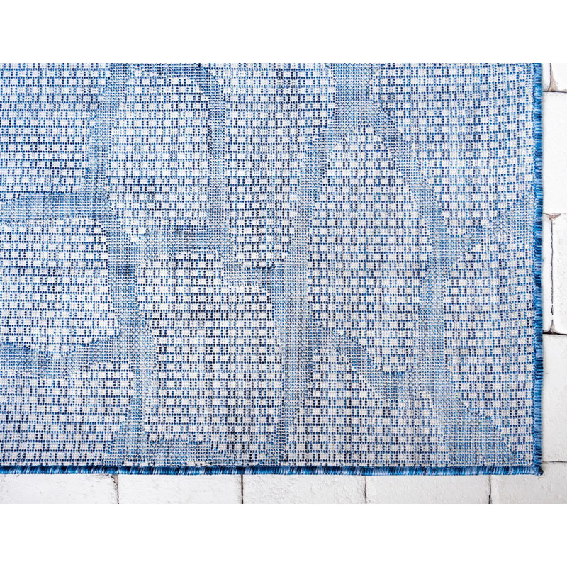 Tapis intérieur / extérieur bleu / gris Muro, Rectangle 8 pi x 11 pi 4 po