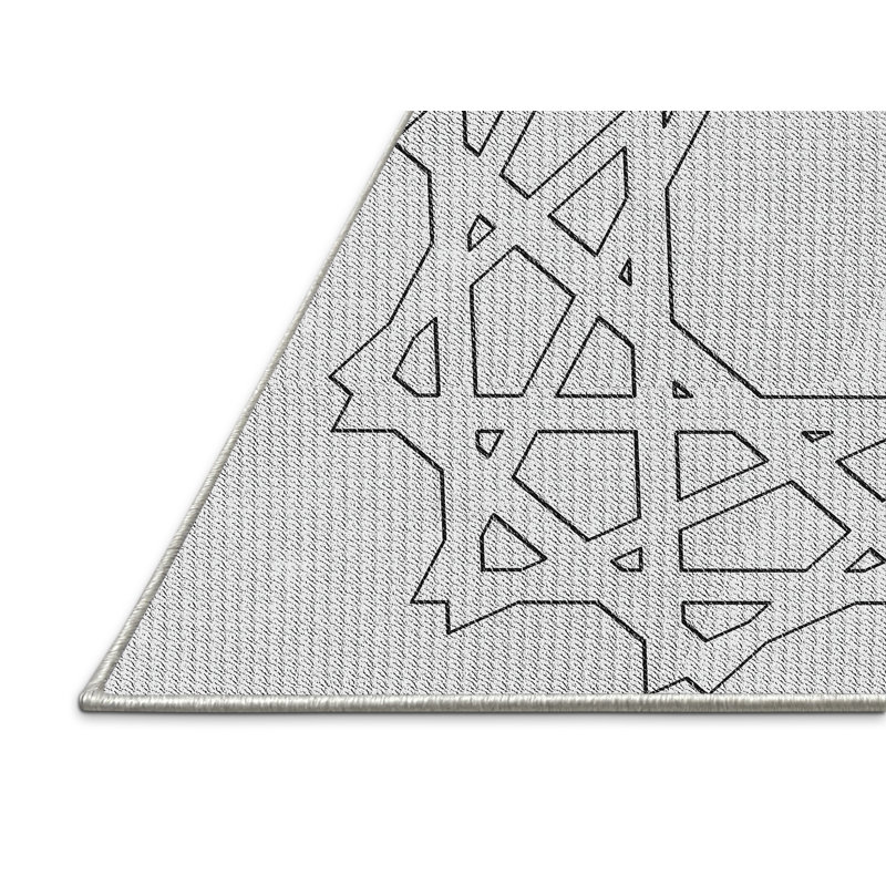Tapis noir/blanc cassé tissé à la machine, Rectangle de 5 pi x 8 pi