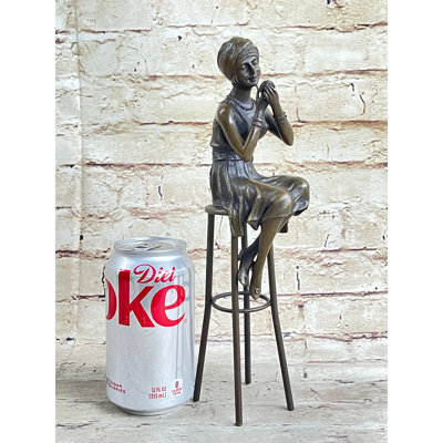 Art Deco Nouveau Vienna Bronze Gilded Age Woman Sitting Bronze Sculpture Figure