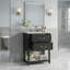 Ensemble de meuble-lavabo rétro 24 po avec lavabo en céramique, deux tiroirs à fermeture en douceur et tablette ouverte