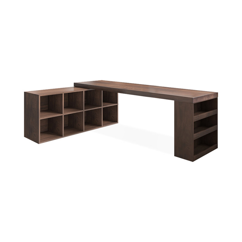Bureau d'écriture en L en bois massif noisette, bureau, H 29,53 po x l 78,74 po x P 55,12 po