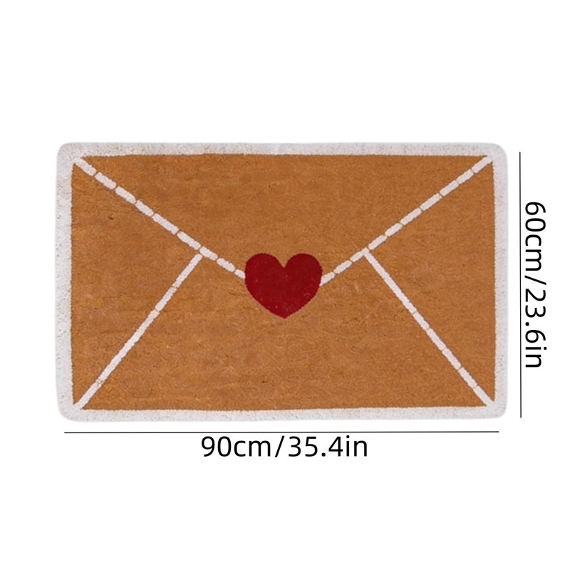 Tapis paillasson extérieur tapis de bienvenue avec support en caoutchouc rouge, C, Rectangle 8.66 " x 7.09 "