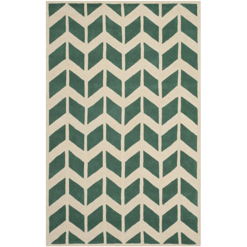Bielecki Chevron Wool Hand Woven Area Rug, Rectangle 152 x 244 cm