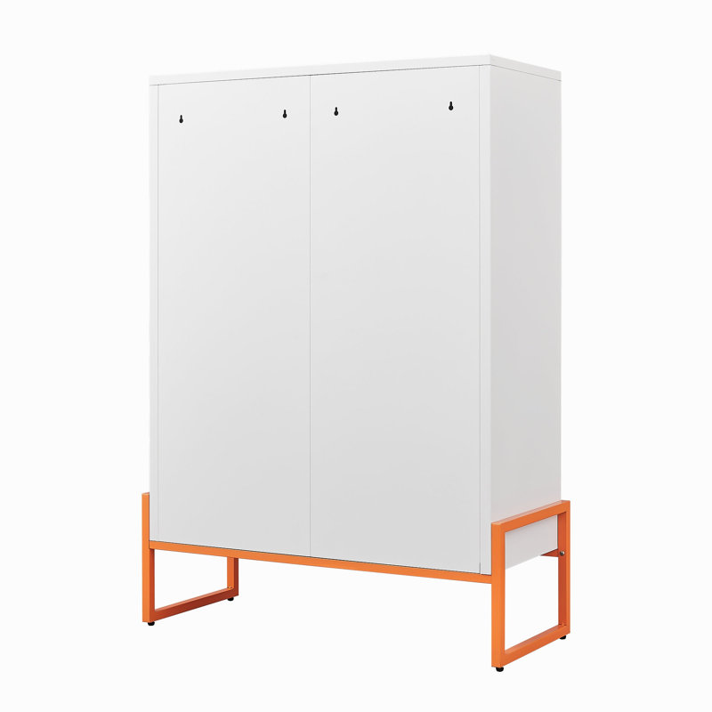 Modern Minimalist Double Door Shoe Cabinet With Adjustable Mesh Doors And High Foot Hollow Storage Cabinet Bottom, Compatible With Robotic Vacuum Cleaners