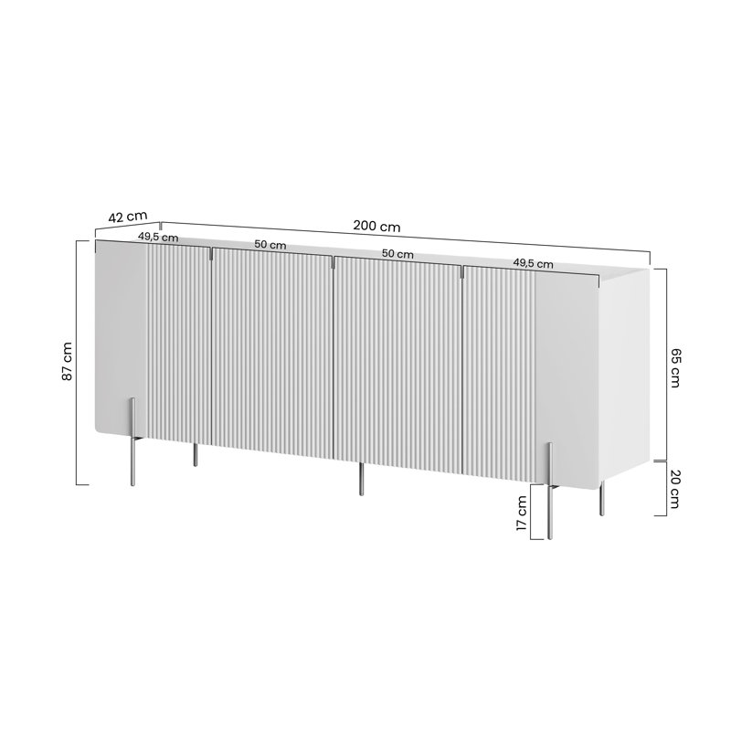 Oteri 200cm Sideboard, Cashmere/Black