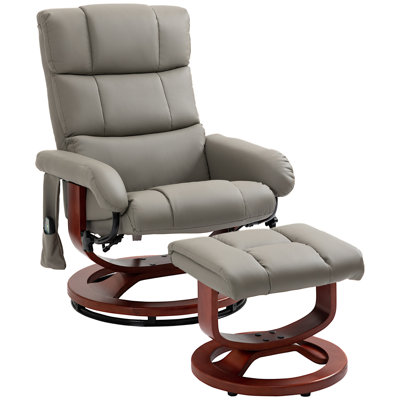 Zaeda Faux Leather Massage Chair with Ottoman,wood