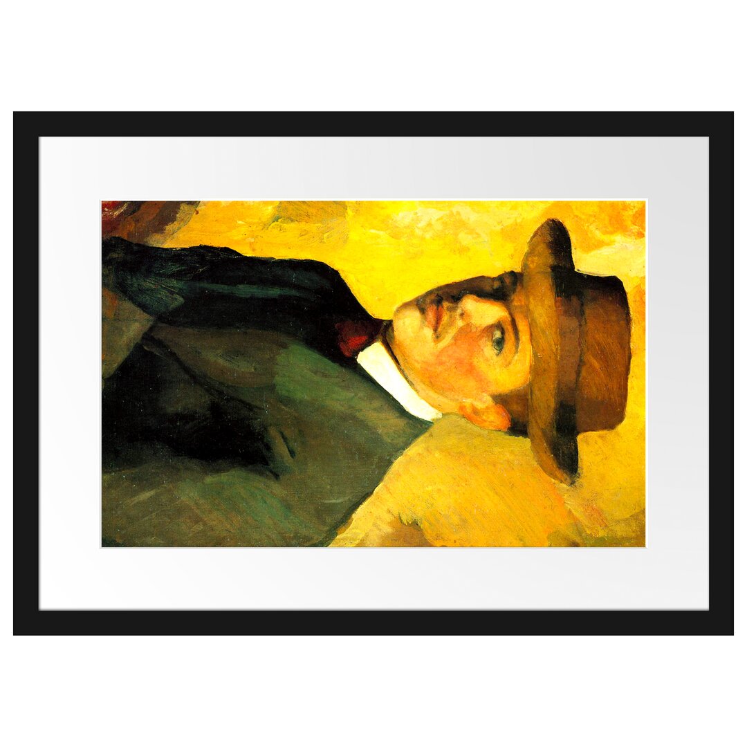 Gerahmter Kunstdruck Self Portrait with Hat von August Macke