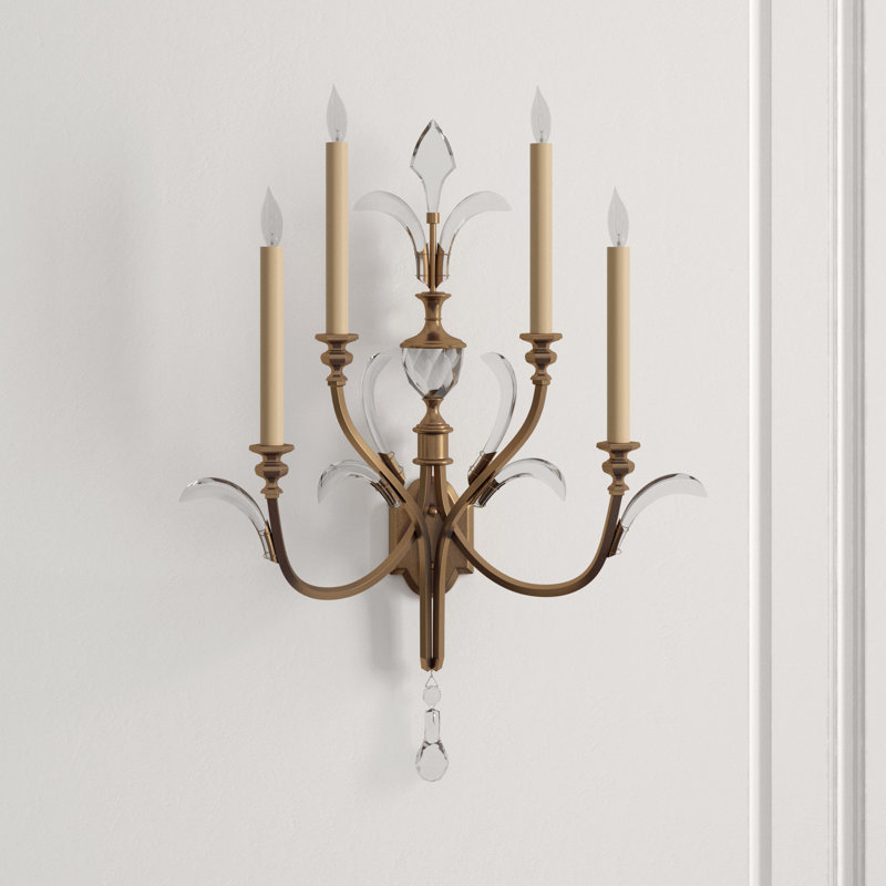 Beveled Arcs 4 - Light Candle Wall Light, Muted Gold Leaf