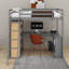 Lit mezzanine double avec tablettes et bureau