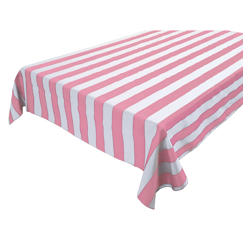 Coltura Striped Cotton Tablecloth, 72" x 58", Pink