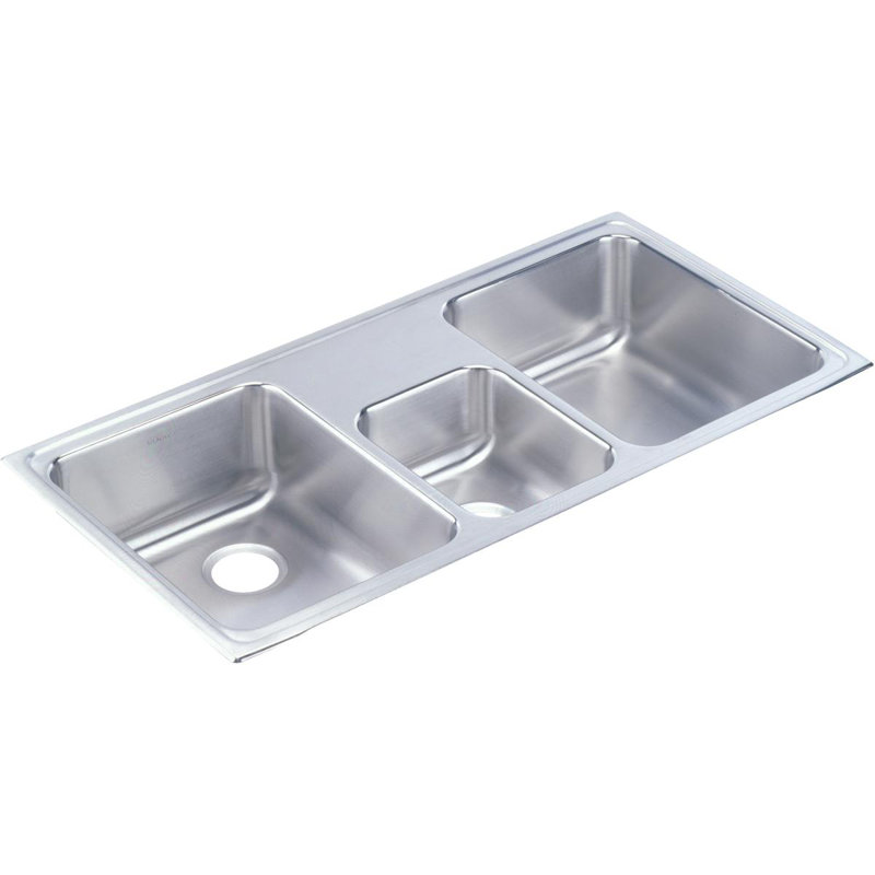 Lustertone 43" L x 22" W Triple Basin Drop-In Kitchen Sink, 0 hole