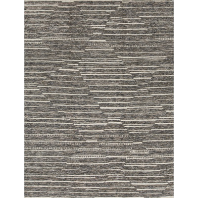 Striped Area Rug in Gray/Ivory