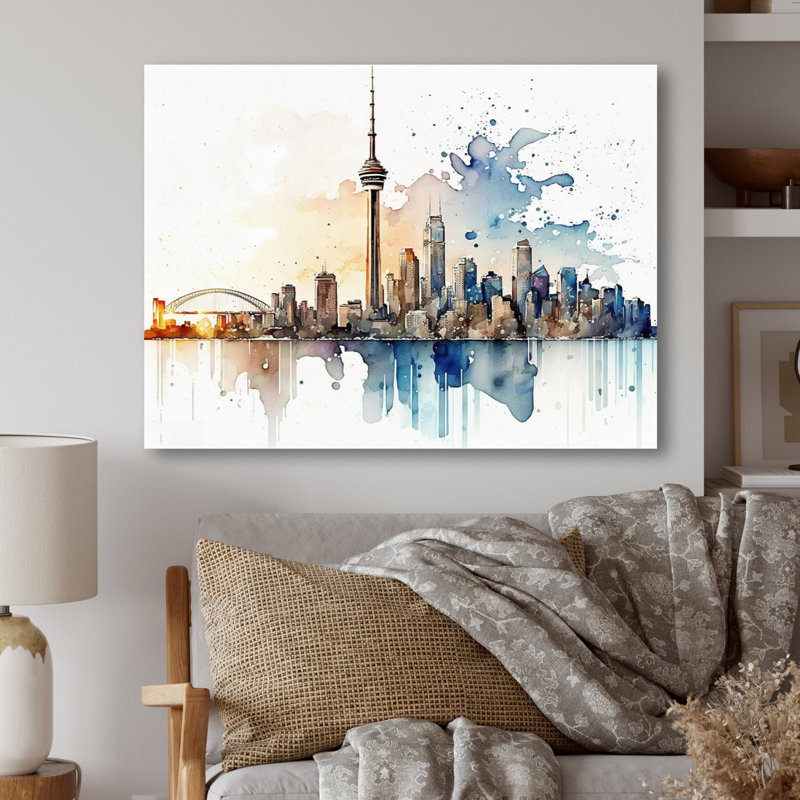 Toronto Skyline I - art mural Toronto, H 30 po x l 40 po x P 1,5 po, Toile tendue