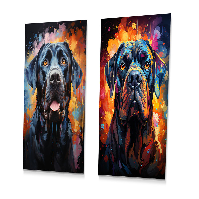 Popart Mastiff Majesty - ensemble de 3 décorations murales chien en métal, H 32 po x l 32 po