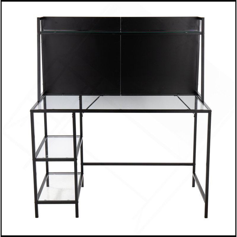 Bureau contemporain Tier en verre givré par Lumisource, Noir/transparent