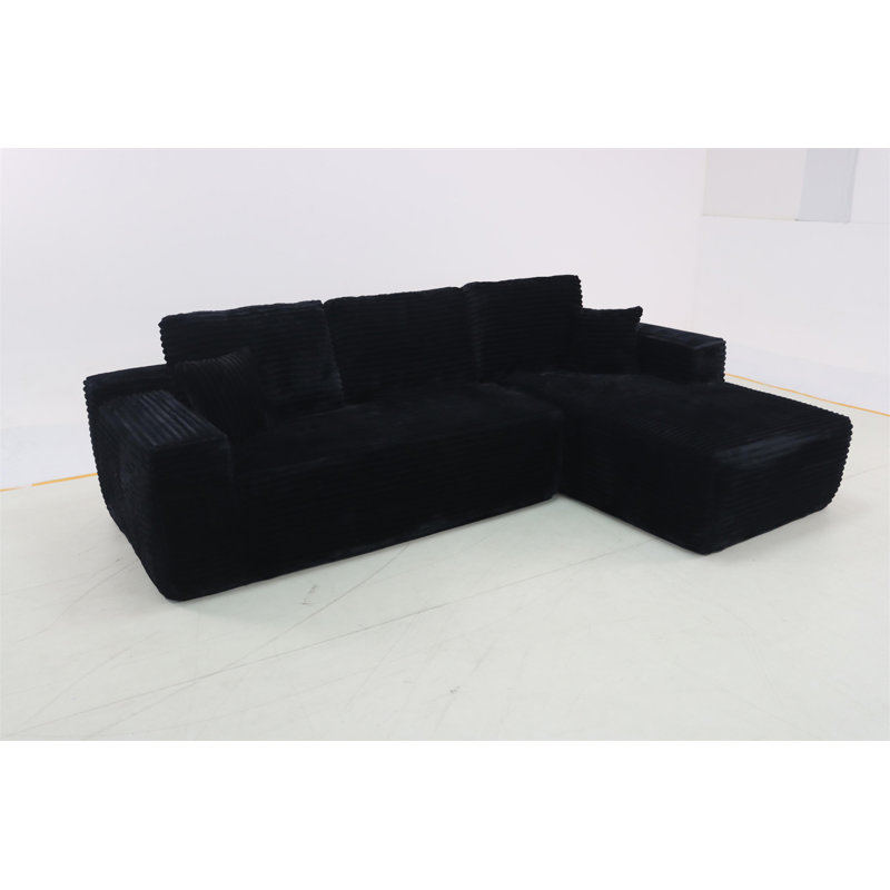 Canapé modulaire Cloud avec méridienne en L, Noir