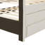 Lit plateforme simple tapissier en lin avec tiroirs de rangement en gigogne et beige