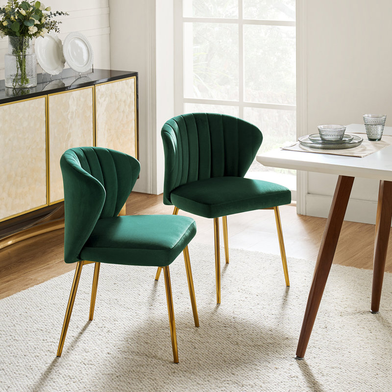 Euclid Modern Tufted Velvet Wingback Dining Chair, Green Velvet