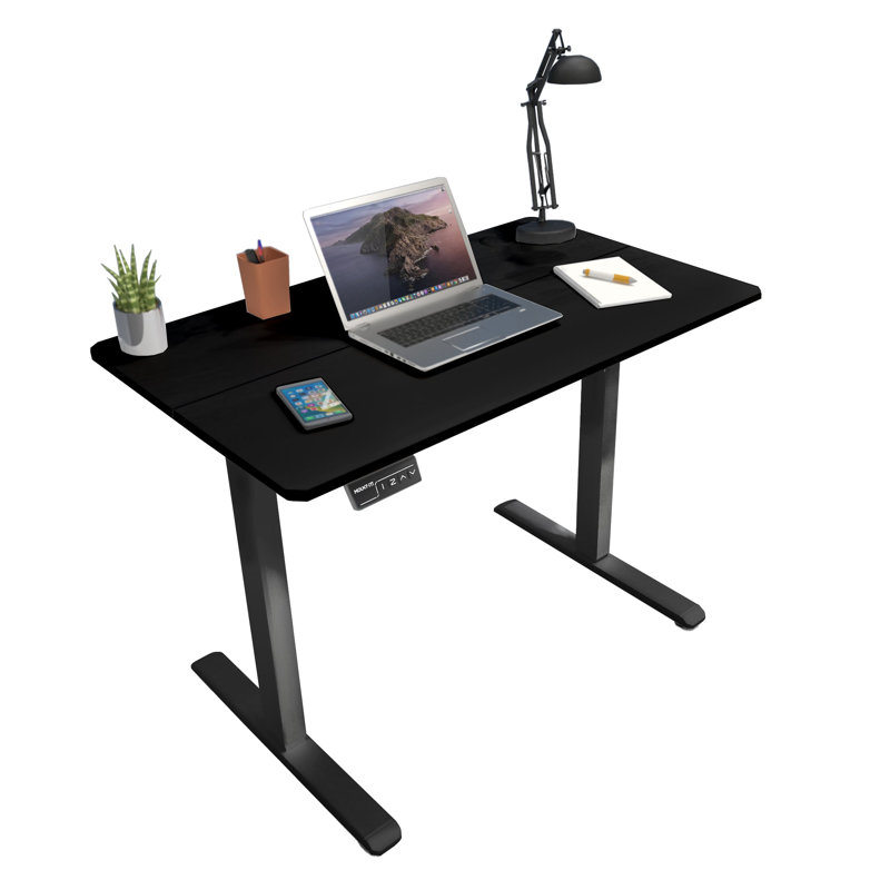 Bureau électrique debout avec plateau de table, H 46,5 po x l 39,4 po x P 23,6 po, Noir, Noir