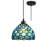 Tiffany Pendant Lighting tall 181 Inch, 8 Inch Sea blue Bead Glass Shade Mini Hanging Lamp-1853392543