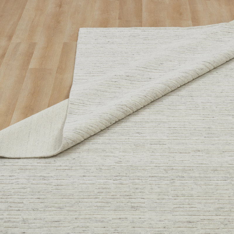 Tapis gris clair en laine Luxe, Rectangle 3 pi 6 po x 5 pi 6 po, White/Ivory