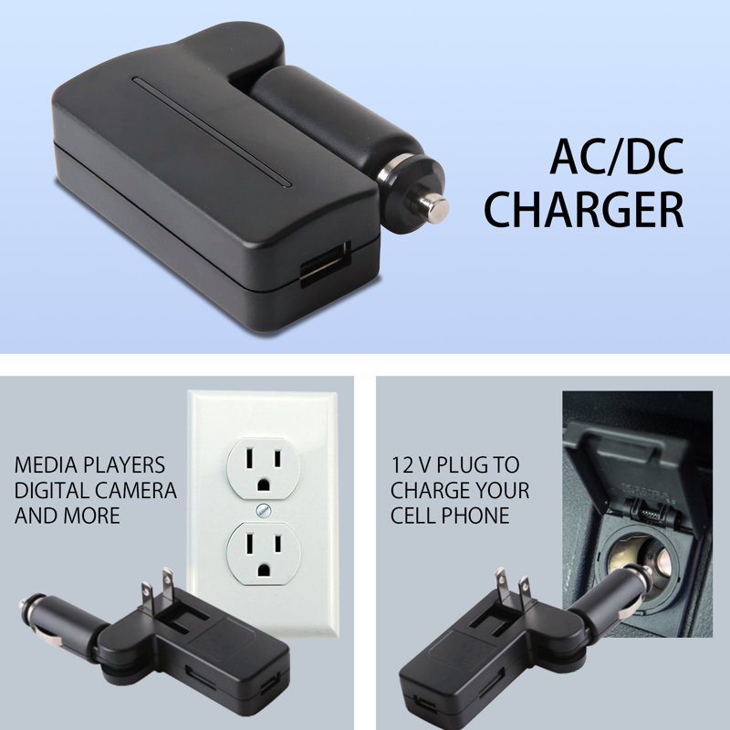 Koolatron 12V AC/DC Cell Phone Charger with USB Adapter Set, Universal Charger