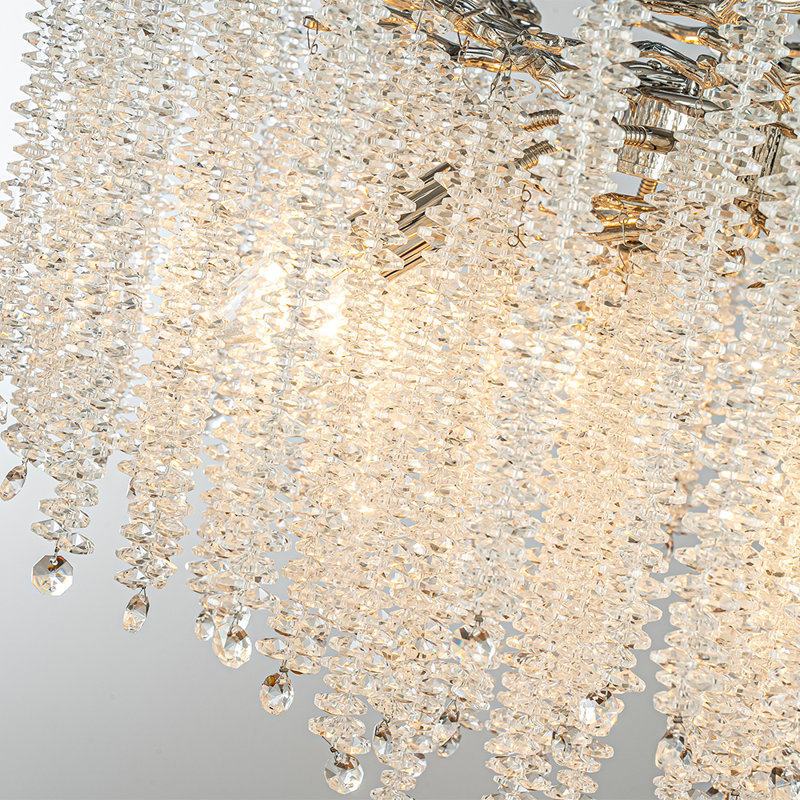 Luminaire suspendu moderne de style lustre en cristal de 25 po de style branche de laiton antique à 6 lumières pour salle à manger, salon et entrée de chambre à coucher