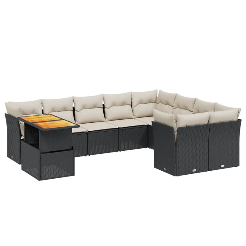 Ensemble de canapé de jardin Vidaxl noir, blanc crème