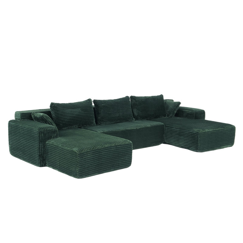 Canapé modulaire en velours côtelé en forme de U Boneless, Vert