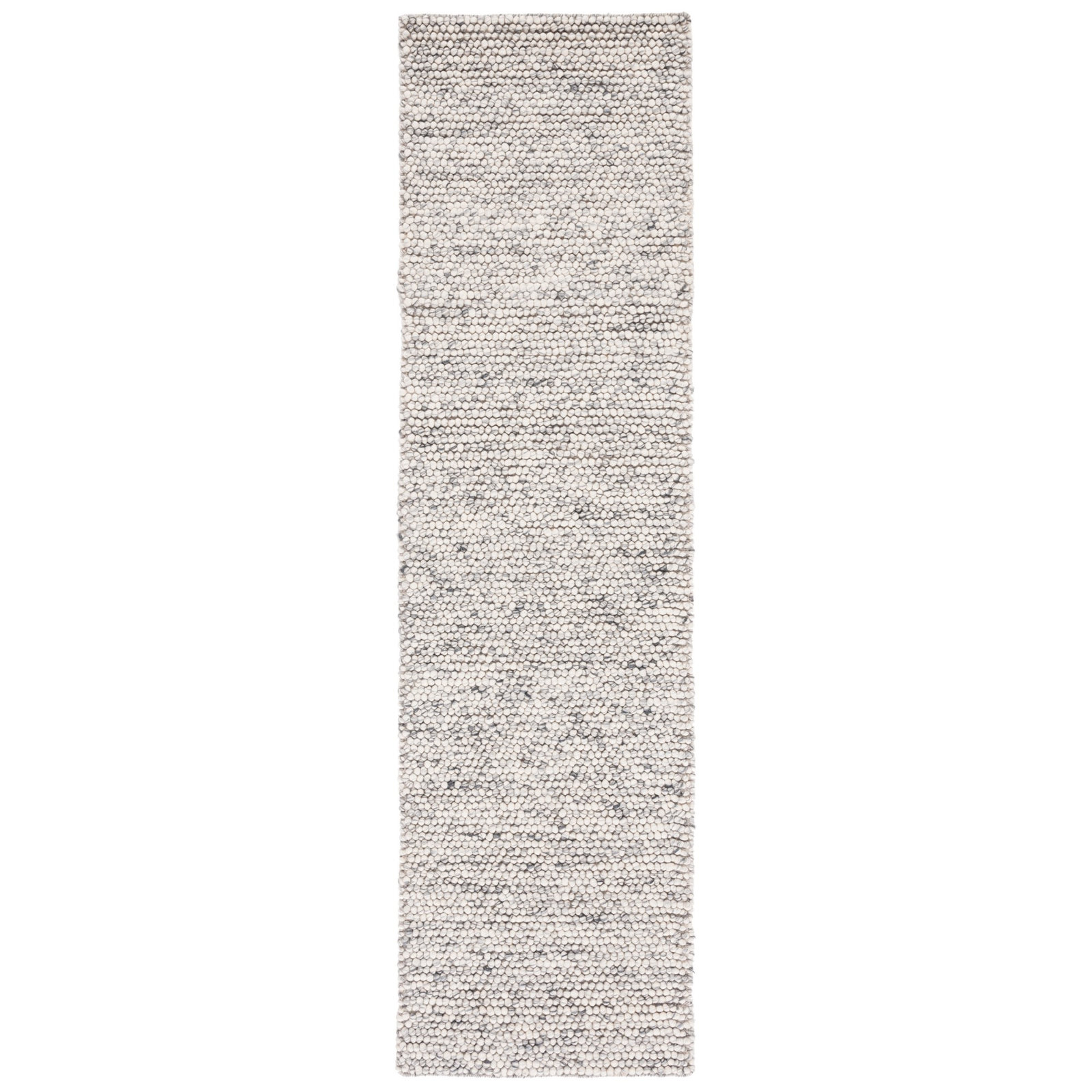 Elle Light Grey Ivory Hand-Woven Rug, Runner 2'3" x 22'
