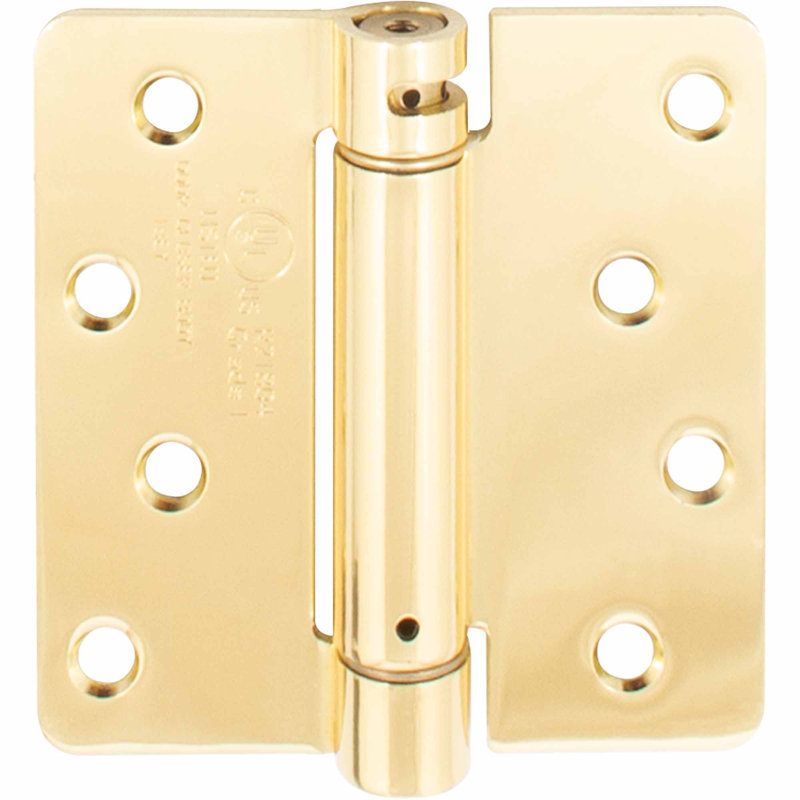 Charnière de porte simple à ressort H 5 po x l 2,6 po, Laiton poli