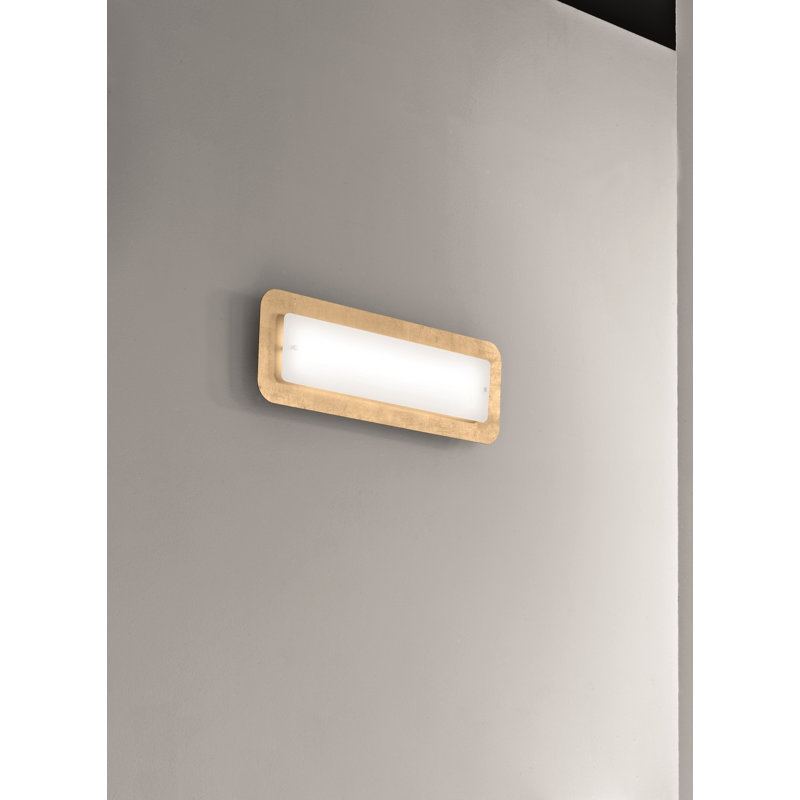 Pop-Up Glass Flush Mounted Sconce, Gold and white, 20 cm H x 60 cm W x 8 cm D