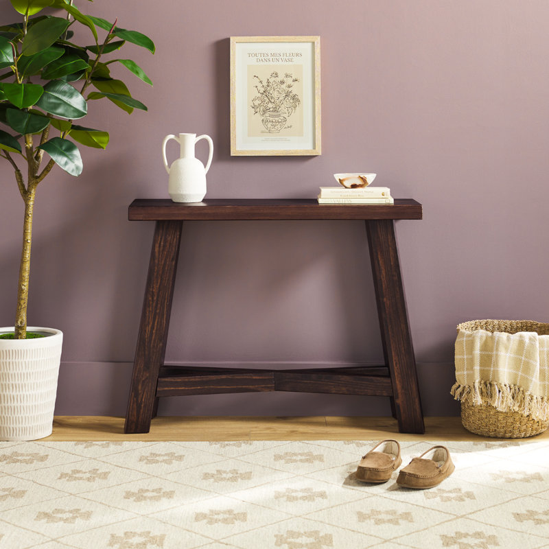 Modern Farmhouse Easy Assembly Rustic Solid Wood 40" Console Table, Epresso
