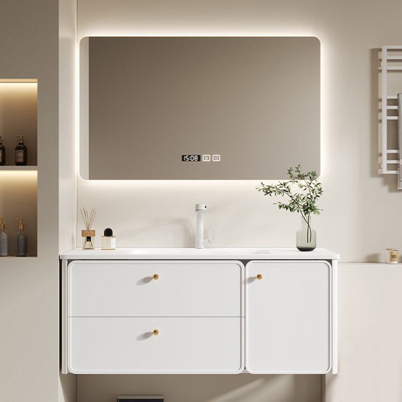 Modern stylish simple bathroom cabinet, 19.7" H x 47.2" W x 21.7" D, White