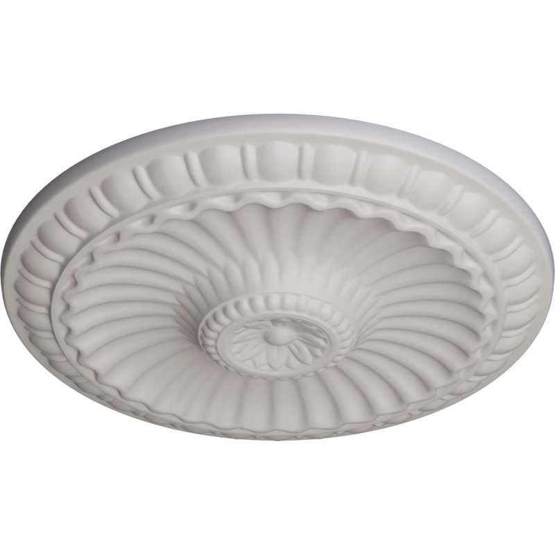 Médaillon de plafond Endurathane Linus, DE 11 1/4 po x P 1 1/8 po, fini blanc ultra pur peint à la main, Blanc ultra pur