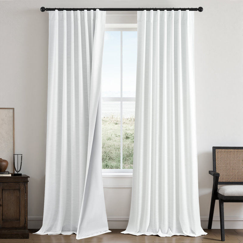 Rideaux occultants doubles, rideaux isolants thermiques, rideaux en lin à double couche avec œillets, L 52 po x L 84 po