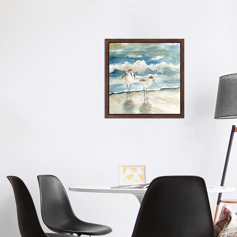 Beach Birds by Carol Robinson - Painting on Canvas, 45.72 cm H x 45.72 cm W, Brown Framed